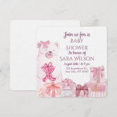 Pink Teddy Bear Baby Shower Invitation Einladung (Vorne/Hinten)