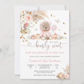 Pink Teddy Bear Baby Shower Invitation Einladung (Vorderseite)