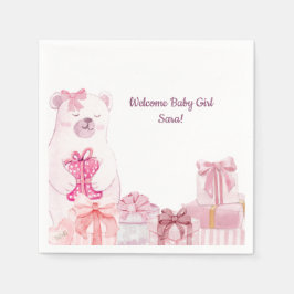 Pink Teddy Bear Baby Shower Napkin Serviette