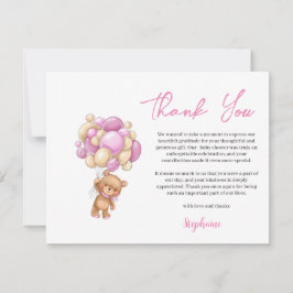 Pink Teddy Bear  Baby shower thank you Feiertagskarte
