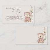Pink Teddy Bear Babydusche Bücher für Baby Begleitkarte (Vorne/Hinten)