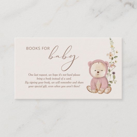 Pink Teddy Bear Babydusche Bücher für Baby Begleitkarte (Vorderseite)