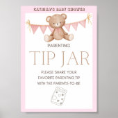 Pink Teddy Bear Babydusche Schild (Vorne)