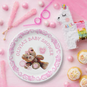 Pink Teddy Bear Babydusche Teller (Party)
