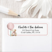 Pink Teddy Bear Balloon Address Label (Insitu)
