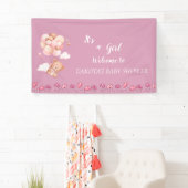 Pink Teddy Bear Balloon Babydusche Banner (Insitu)