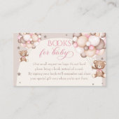 Pink Teddy Bear Balloon Babydusche Buchanfrage Begleitkarte (Vorderseite)