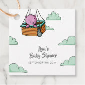 Pink Teddy Bear Balloon Babydusche Geschenkanhänger (Vorderseite)