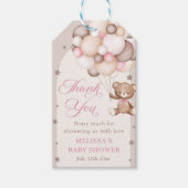 Pink Teddy Bear Balloon Babydusche Geschenkanhänger (Vorderseite)