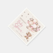 Pink Teddy Bear Balloon Babydusche Napkins Serviette (Ecke)