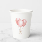 Pink Teddy Bear Balloon Babydusche Pappbecher (Rückseite)