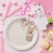 Pink Teddy Bear Balloon Babydusche warten Pappteller (Party)