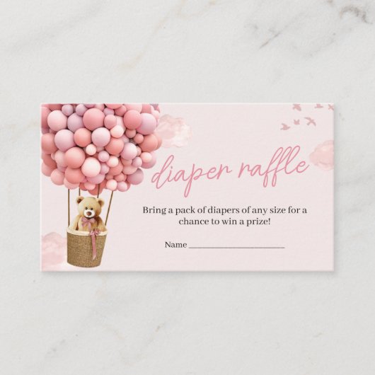 Pink Teddy Bear Balloon Babydusche Windelwanne Begleitkarte (Vorderseite)