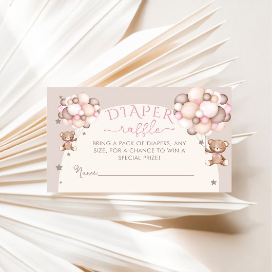 Pink Teddy Bear Balloon Babydusche Windelwanne Begleitkarte