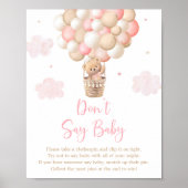 Pink Teddy Bear Balloon Say Baby Game Poster nicht (Vorne)