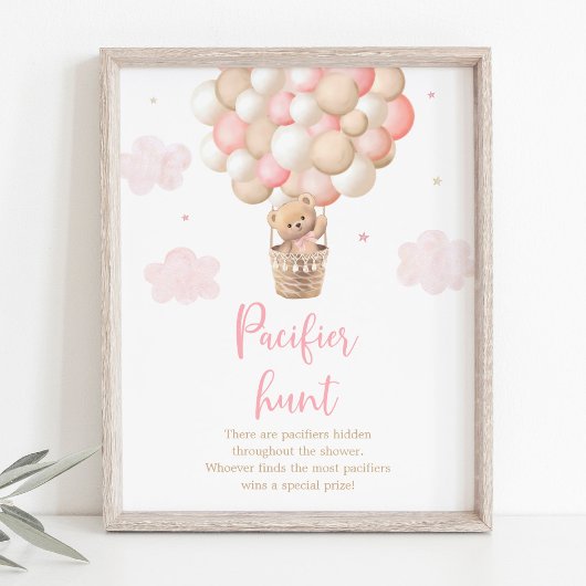 Pink Teddy Bear Balloon Schnuller Hunt Game Poster