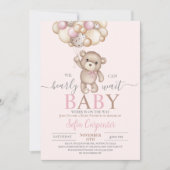 Pink Teddy Bear Balloons Baby Shower Girl Einladung (Vorderseite)