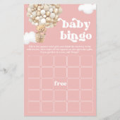 Pink Teddy Bear Balloons Baby Showspiel BINGO Flyer (Vorne)