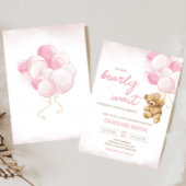 Pink Teddy Bear Balloons Babydusche Einladung