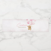 Pink Teddy Bear Balloons Babydusche Wasserflaschenetikett (Einzelnes Label)