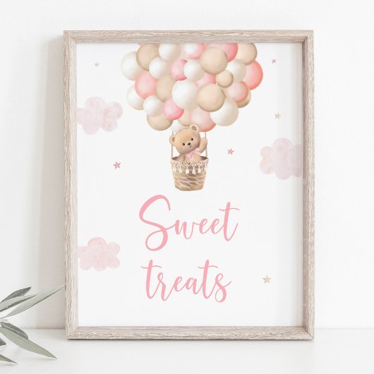 Pink Teddy Bear Balloons Kinderdusche Leckereien U Poster