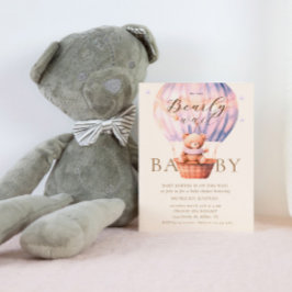 Pink Teddy Bear Bear Bearly Wait Baby Dusche Einladung