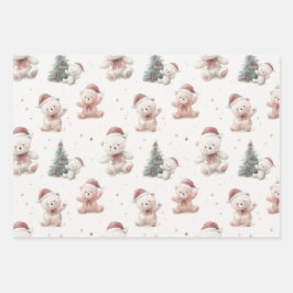 Pink Teddy Bear Christmas  Geschenkpapier Set