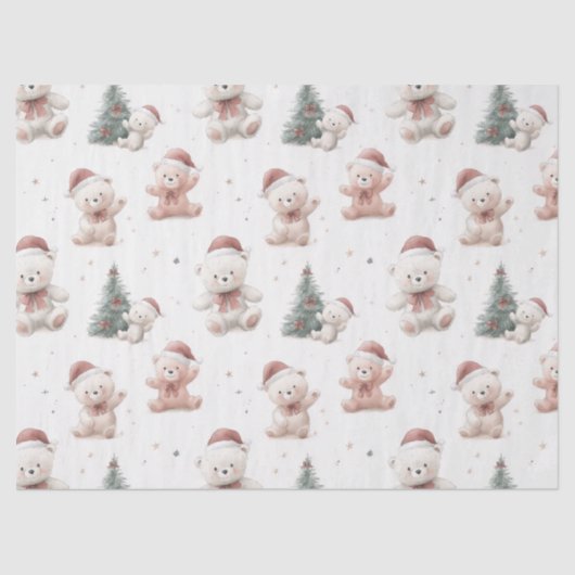 Pink Teddy Bear Christmas Seidenpapier (Vorderseite)