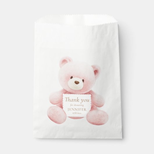 Pink Teddy Bear Danke Geschenktütchen (Vorderseite)