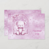 Pink Teddy Bear Danke Karte (Vorne/Hinten)