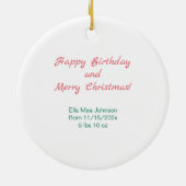 Pink Teddy Bear Erste Weihnachtsfeier Keramik Ornament (Hinten)