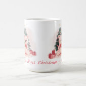 Pink Teddy Bear Erste Weihnachtsfeier Tasse (Mittel)