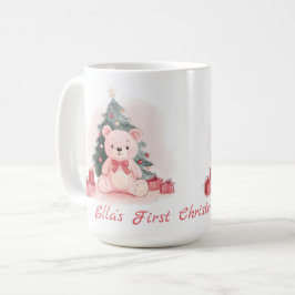 Pink Teddy Bear Erste Weihnachtsfeier Tasse