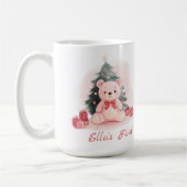 Pink Teddy Bear Erste Weihnachtsfeier Tasse (Links)