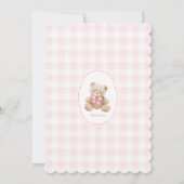 Pink Teddy Bear Gingham Baby Shower Einladung (Rückseite)