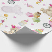 Pink Teddy Bear Girl Babydusche Geschenkpapier (Ecke)