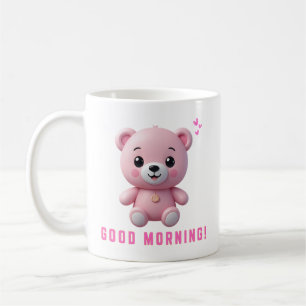 Pink Teddy Bear Good Morning Tasse   Niedliches Ge