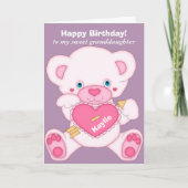 Pink Teddy Bear Grandtochter Geburtstag Karte (Vorderseite)