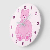 Pink Teddy Bear Große Wanduhr (Winkel)