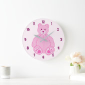 Pink Teddy Bear Große Wanduhr (Zuhause)