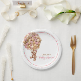 Pink Teddy Bear Heißluftballon Babydusche Custom Pappteller