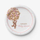 Pink Teddy Bear Heißluftballon Babydusche Custom Pappteller (Vorderseite)