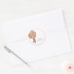 Pink Teddy Bear Heißluftballon Babydusche Custom Runder Aufkleber