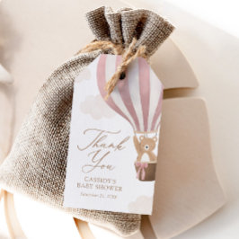 Pink Teddy Bear Hot Air Ballon Babydusche Geschenkanhänger