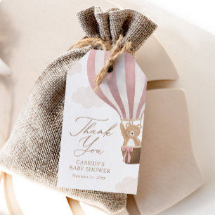 Pink Teddy Bear Hot Air Ballon Babydusche Geschenkanhänger