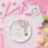 Pink Teddy Bear Hot Air Ballon Babydusche Pappteller (Party)