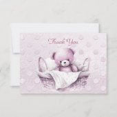 Pink Teddy Bear in Basket Danke Karte (Vorderseite)