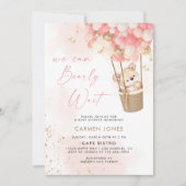 Pink Teddy Bear mit Balloons Baby Dusche laden Einladung (Vorderseite)