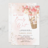 Pink Teddy Bear mit Balloons Baby Dusche laden Einladung (Vorne/Hinten)