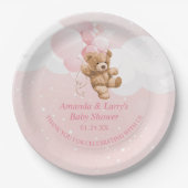 Pink Teddy Bear mit Balloons Paper Teller (Vorderseite)